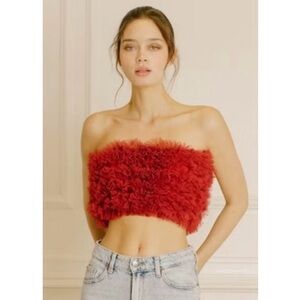 Storia NWT burgundy ruffled tube top.